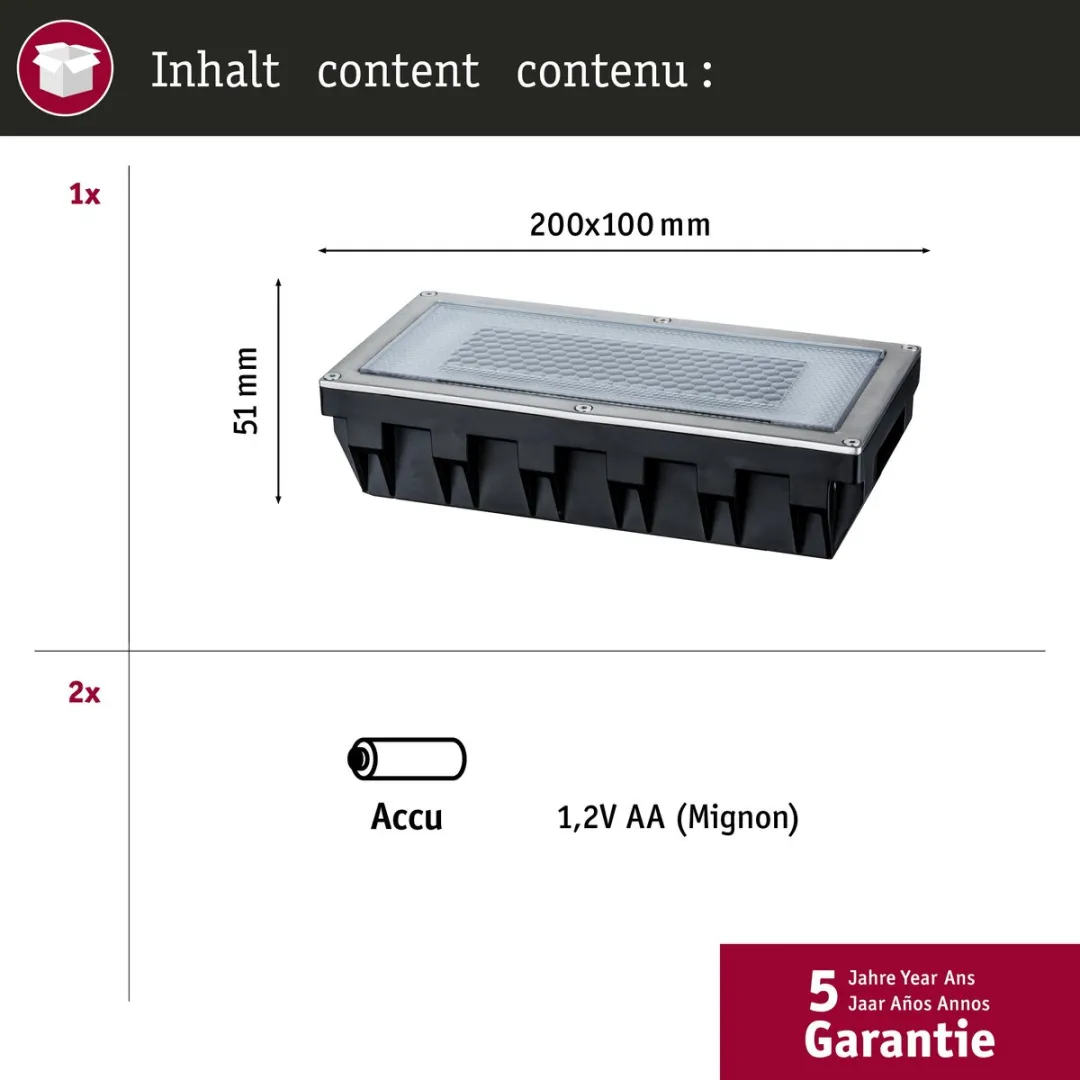 Paulmann Solar LED Grondinbouwlamp Box IP67 2700K - Edelstaal