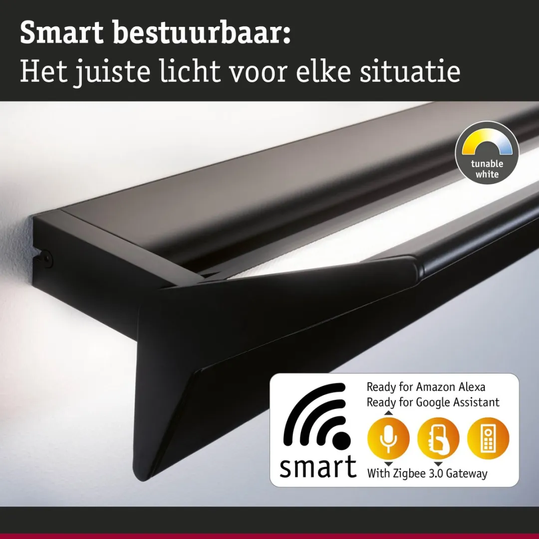 LED-wandlamp Smart Home Zigbee 3.0 Stine Tunable White 970lm 230V 13W dimbaar Zwart mat