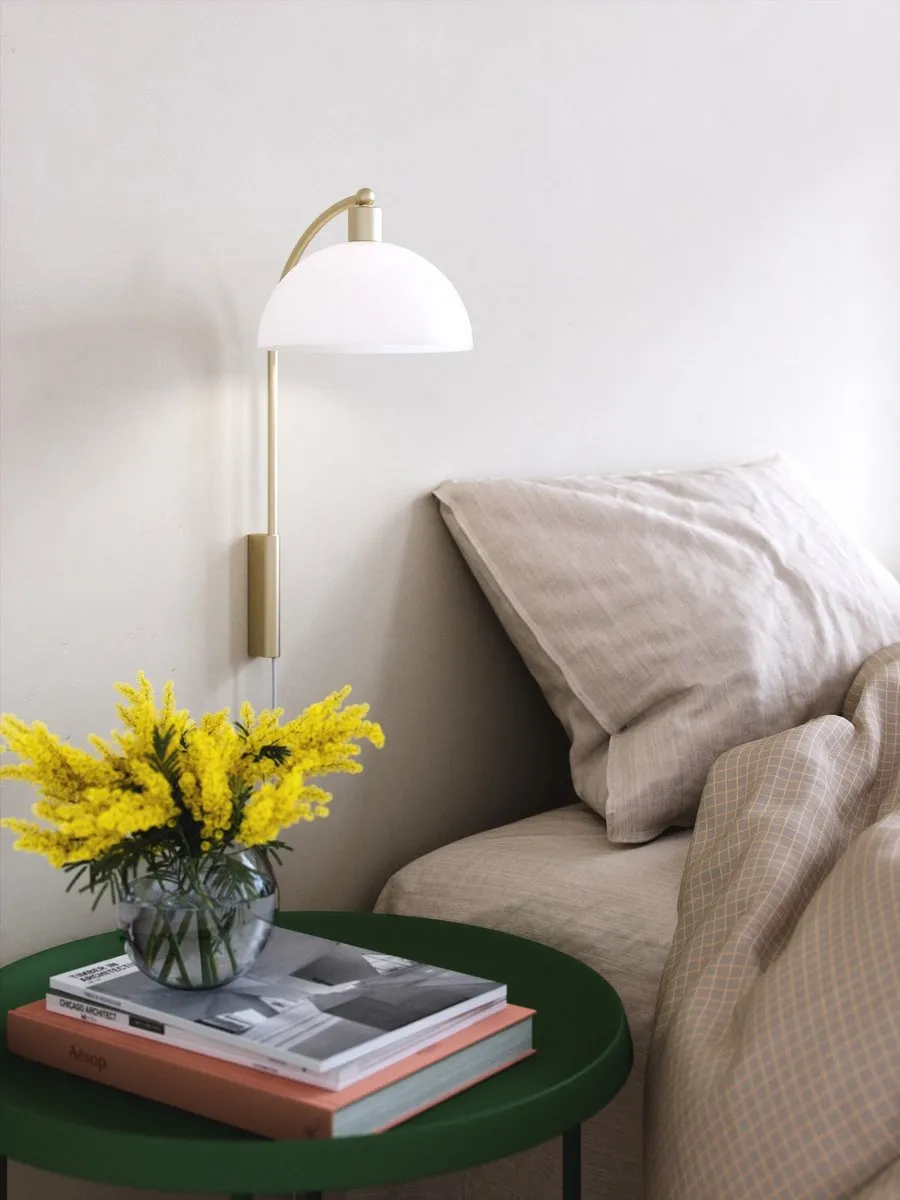 Nordlux Ellen Wandlamp E14 20cm - Messing/Opaal wit