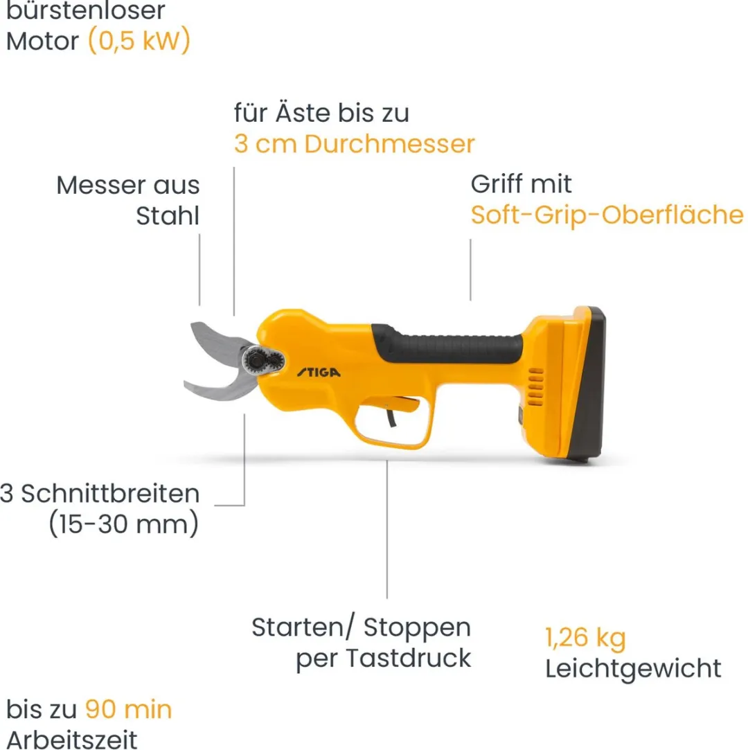 Stiga SC 100e Kit Accu Snoeischaar 30mm - 257022001/ST1 - afbeelding 6 van 6