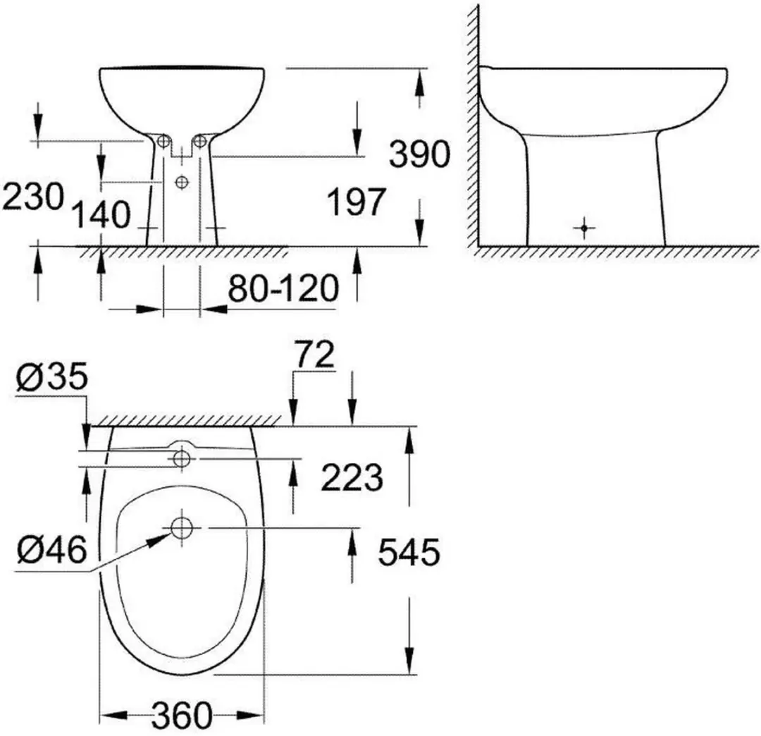 Grohe Bau Ceramic 39432000 Staand Bidet - Alpine Wit - afbeelding 3 van 3