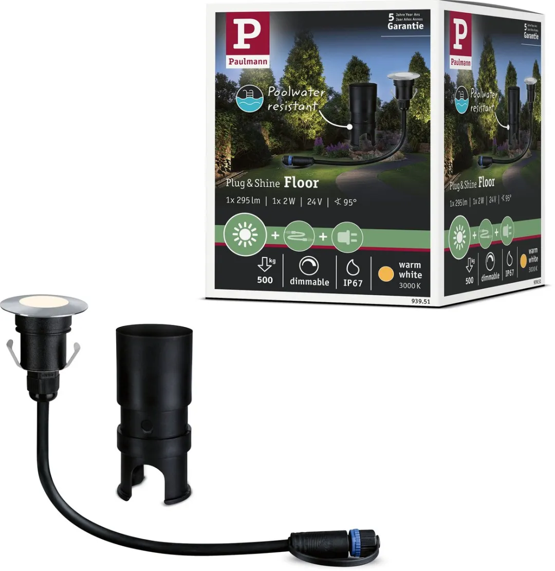 Paulmann Plug & Shine Floor Mini LED Grondinbouwlamp 2,5W 3000K - Zilver
