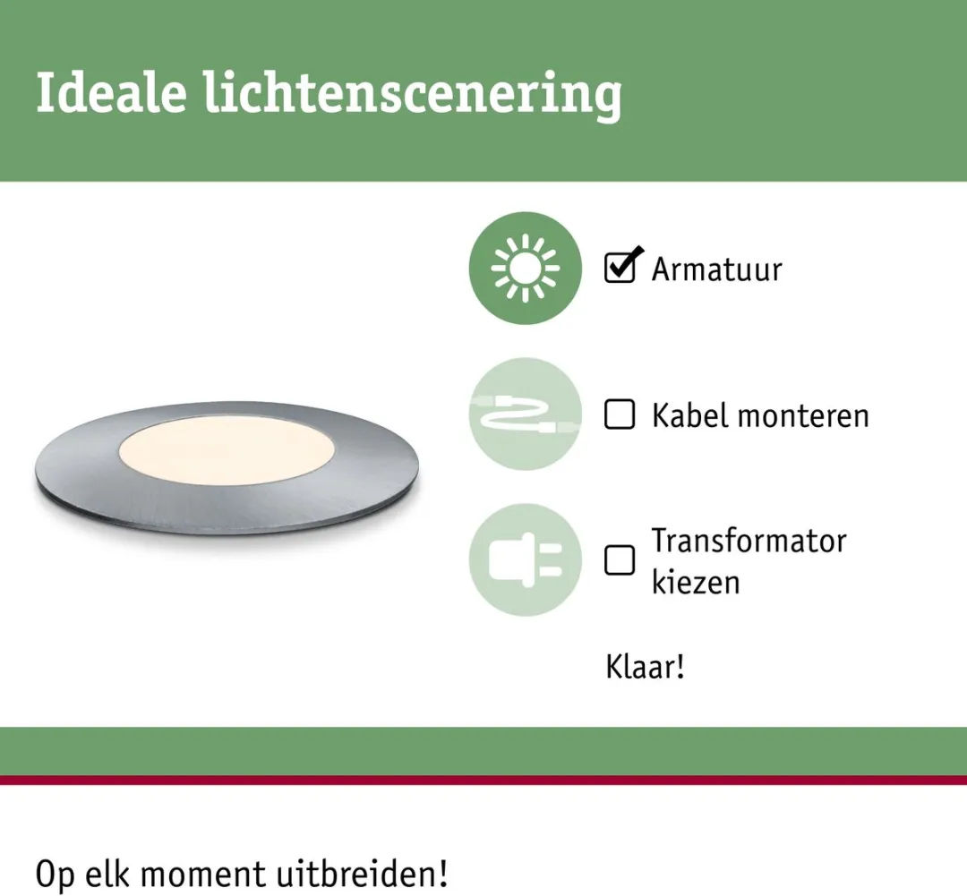 Paulmann Plug & Shine Floor Mini LED Grondinbouwlamp 2,5W 3000K - Zilver - afbeelding 6 van 6