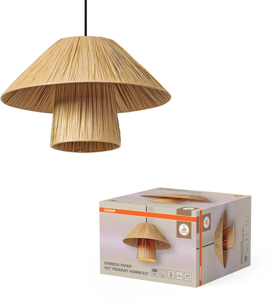 Osram Decor Bamboe Hanglamp E27 400mm - Bruin