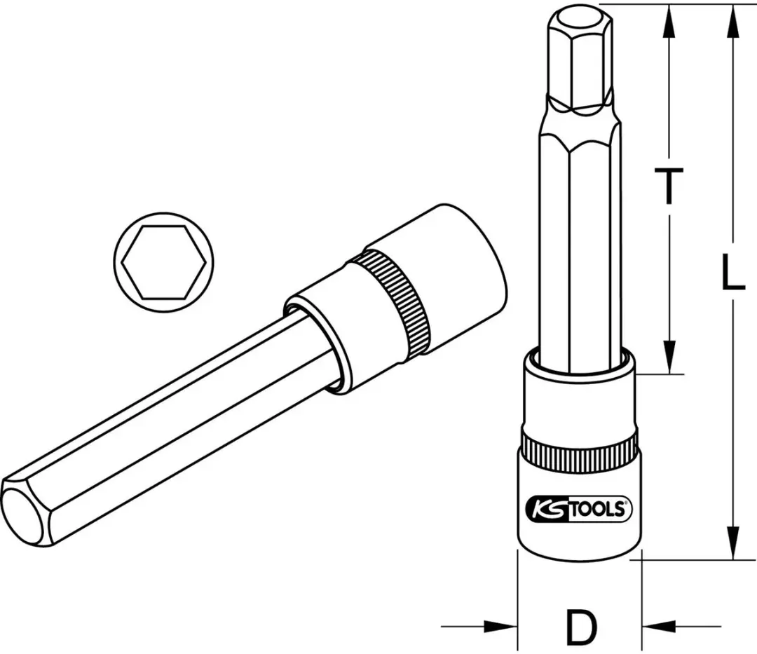 KS Tools 911.1564 Bit-dop Binnenzeskant 7 mm 3/8" - afbeelding 2 van 2