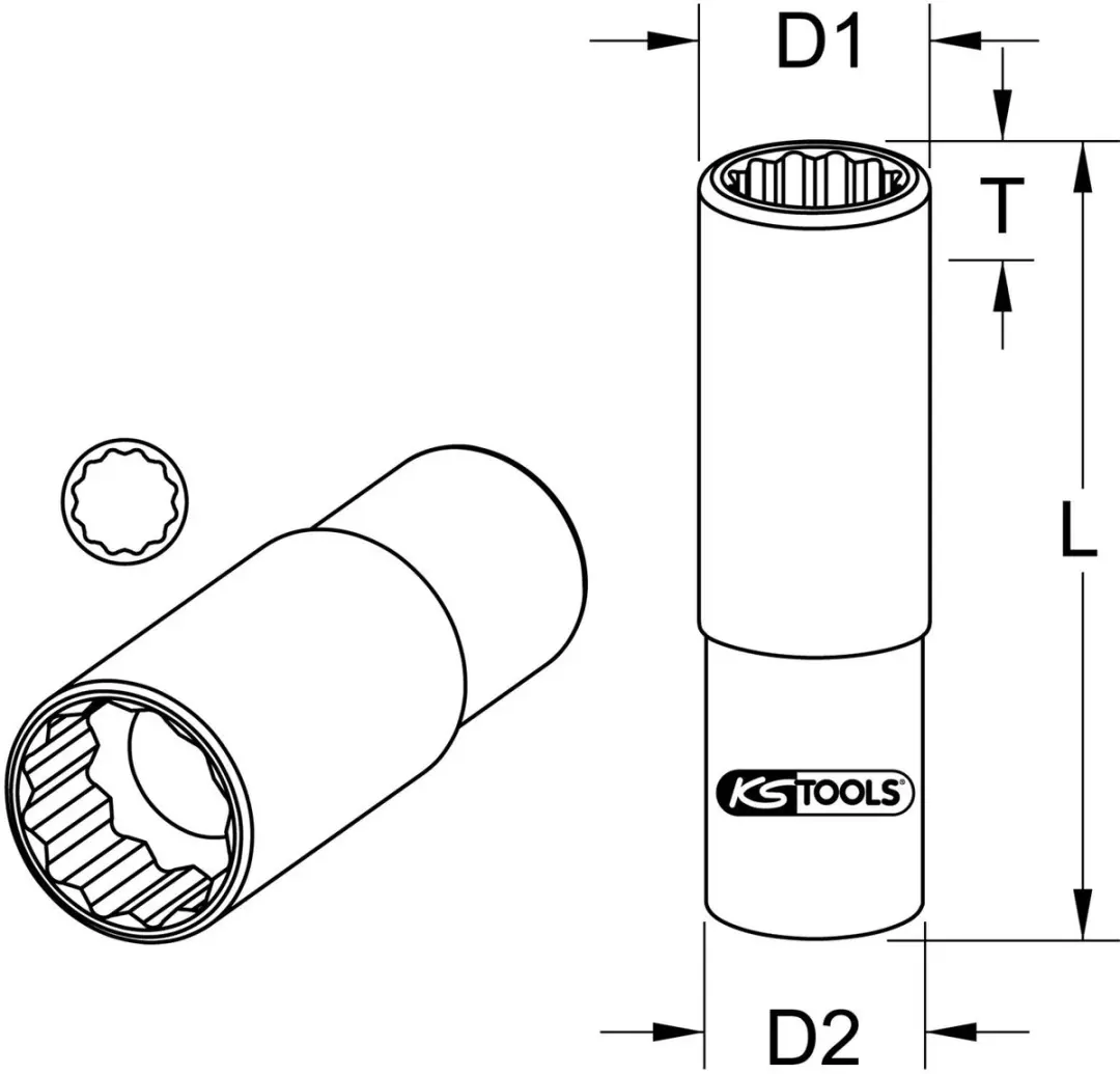 KS Tools 917.1272 Dopsleutel 24 mm - 1/2" 12-kant lang - afbeelding 2 van 6