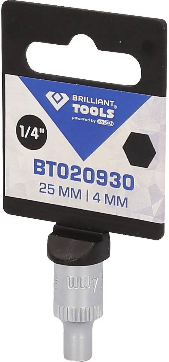 Brilliant Tools BT020930 Zeskant Dop 1/4" 4 mm - afbeelding 3 van 4