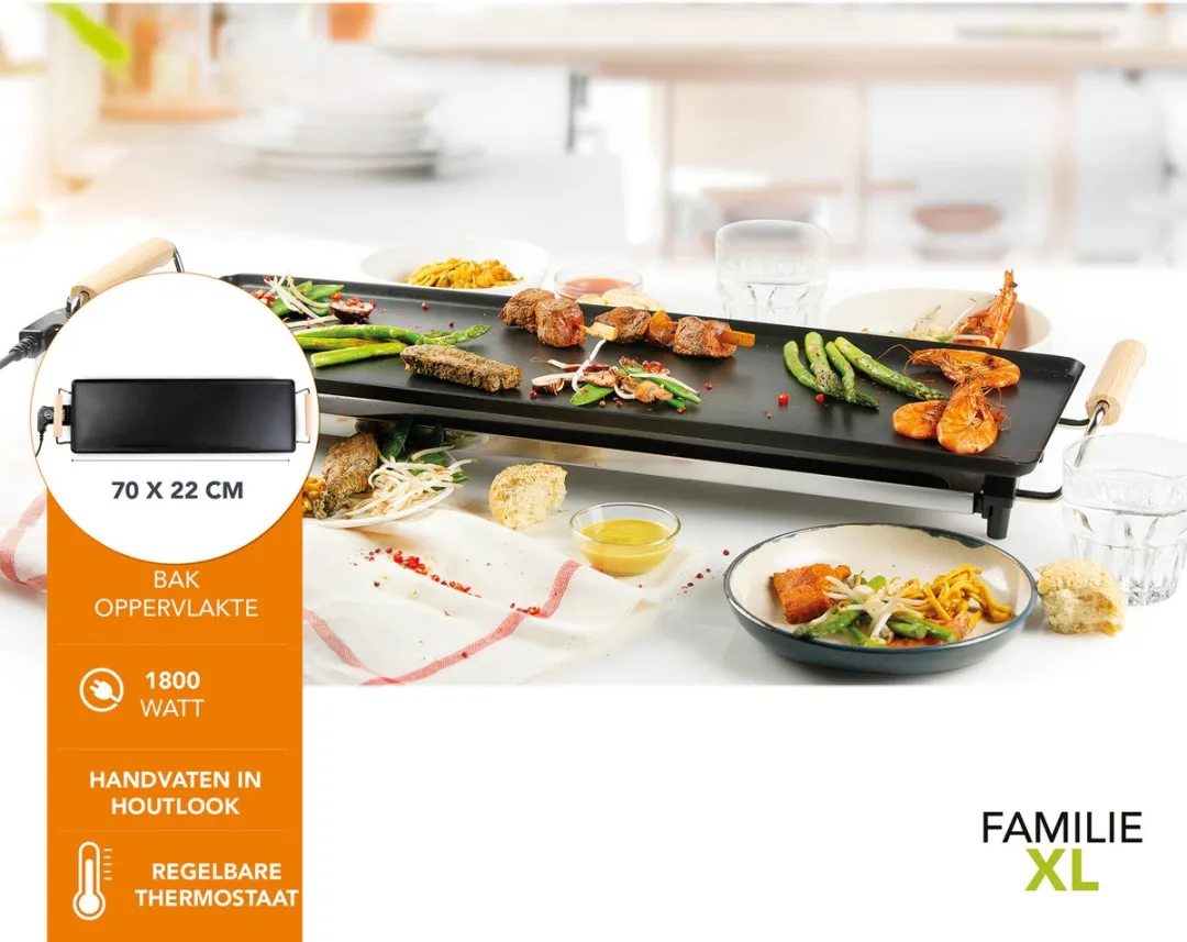 Domo DO8312TP Teppanyaki Grill 70cm - 1800W - Houtlook