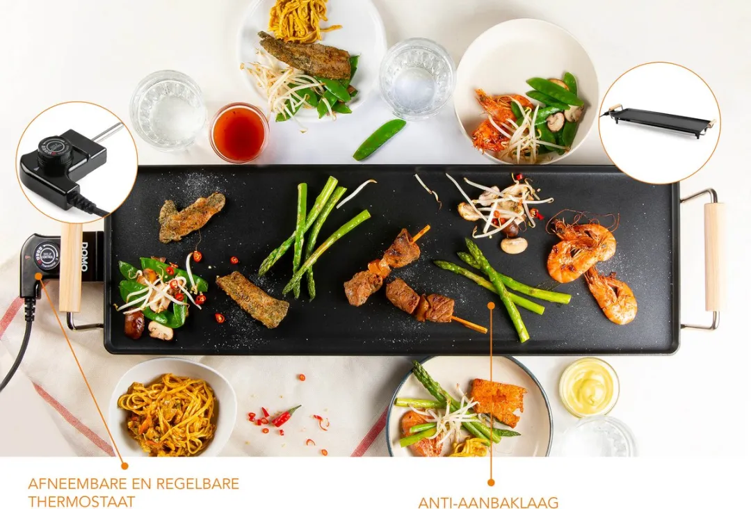 Domo DO8312TP Teppanyaki Grill 70cm - 1800W - Houtlook