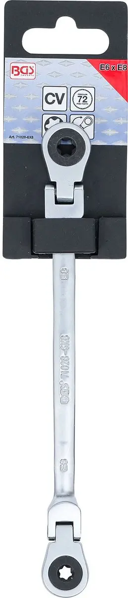BGS Dubbele Ratelringsleutel E6 x E8 - Plooibaar - 6-8mm - afbeelding 3 van 4