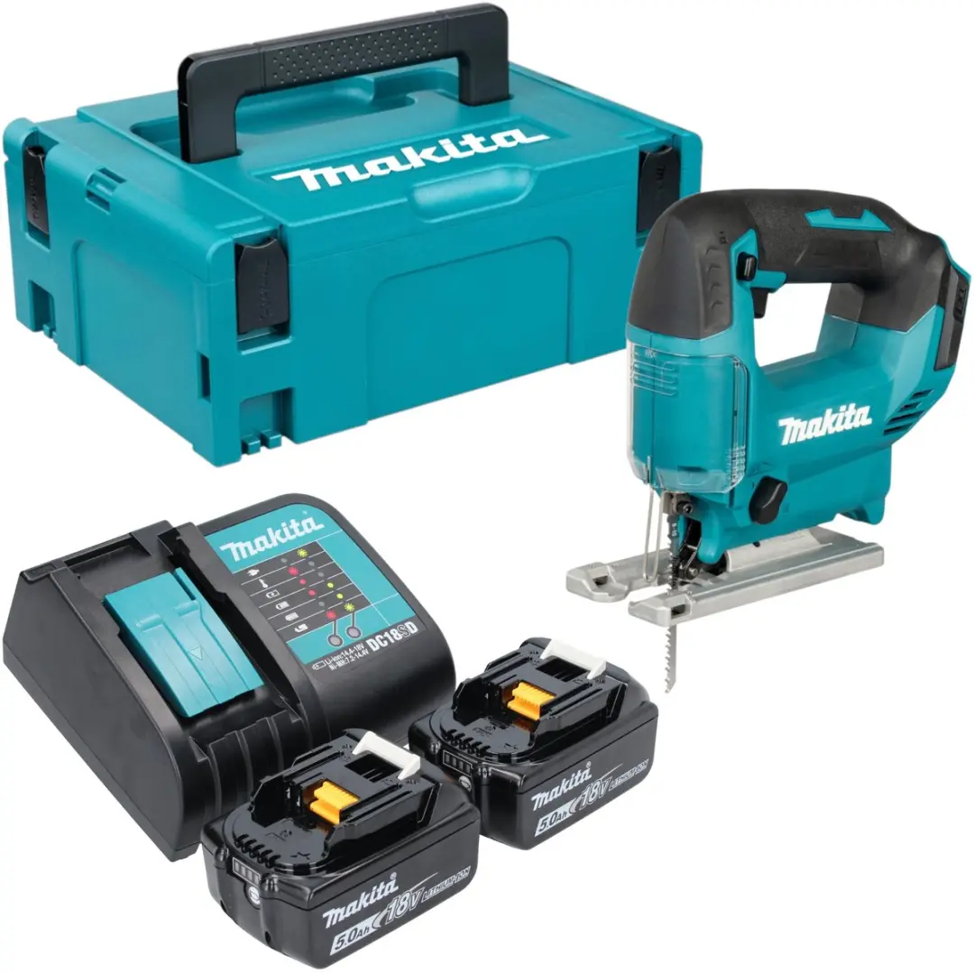 Makita DJV 186 STJ accu pendelzaag 18 V + 2x accu 5,0 Ah + oplader + Makpac