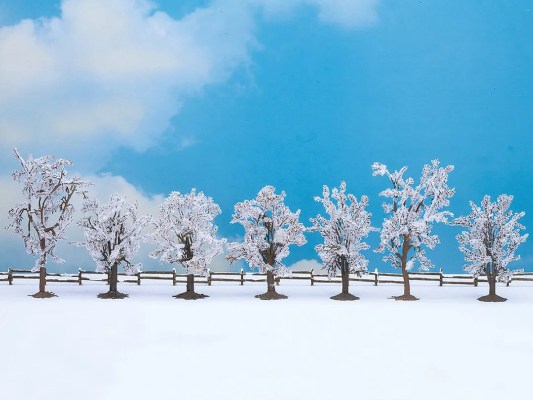 Noch Winterbomen Set Schaal 0 - 7 Stuks Sneeuwwit
