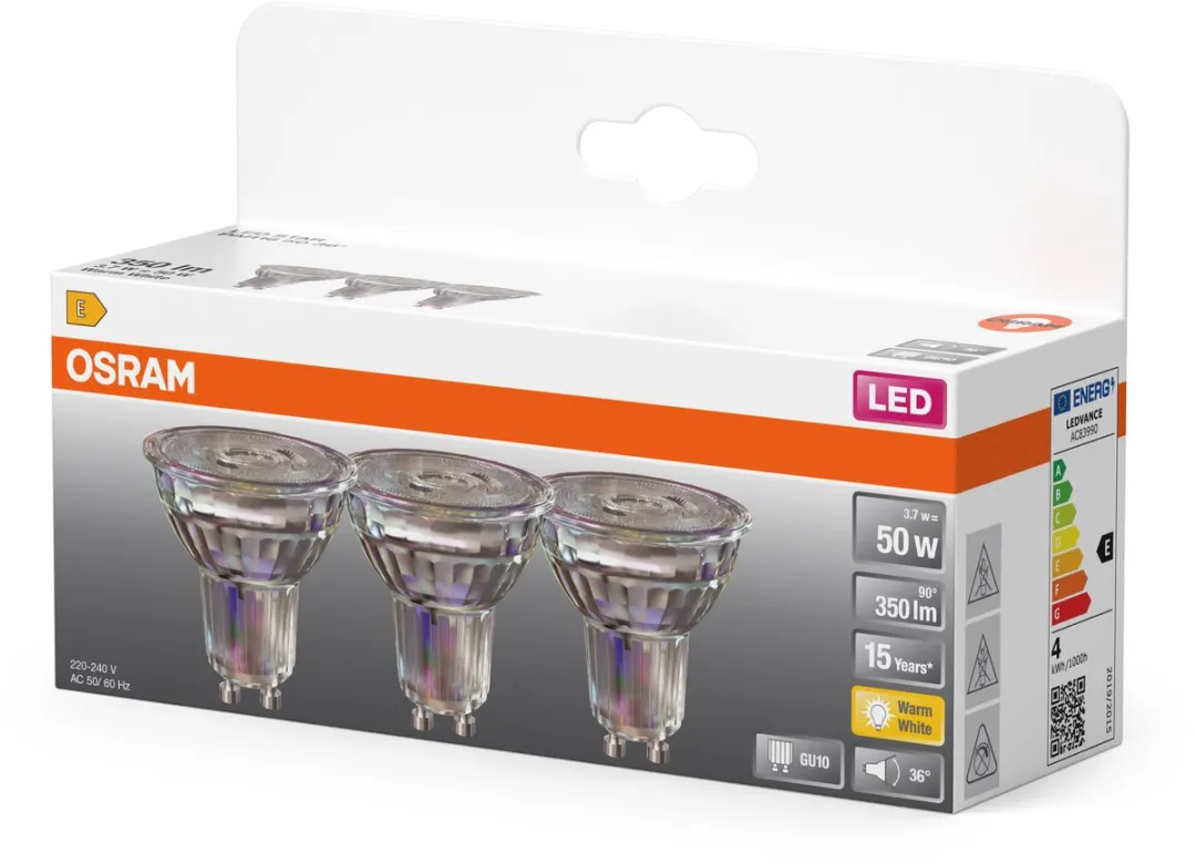 Osram LED Spot Star PAR16 GU10 3,7W 36° 350lm - 3 Stuks