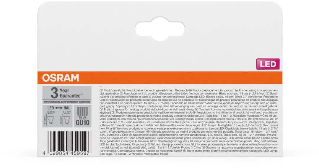 Osram LED Spot Star PAR16 GU10 3,7W 36° 350lm - 3 Stuks