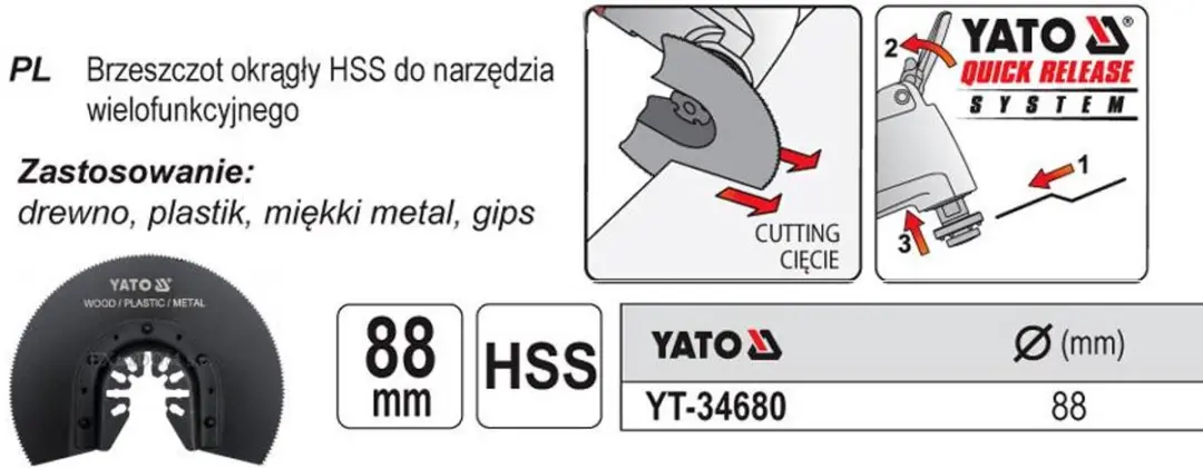 Yato YT-34680 Halfronde HSS Zaagblad 88mm