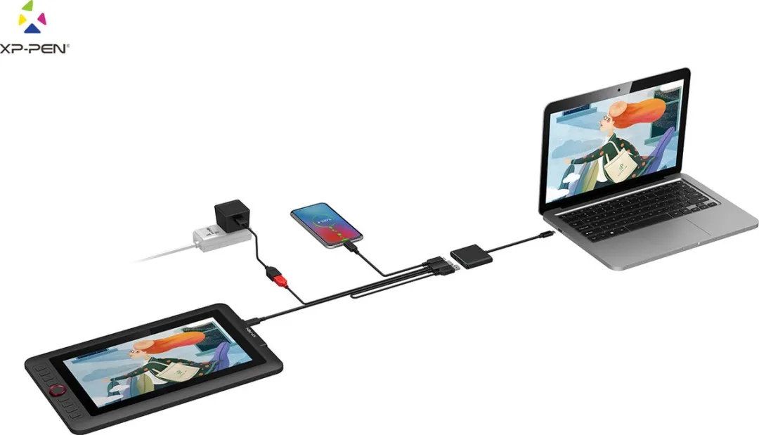 XPPen ACW01 USB-C Hub - 3x USB 3.0, HDMI 4K & PD - Zwart