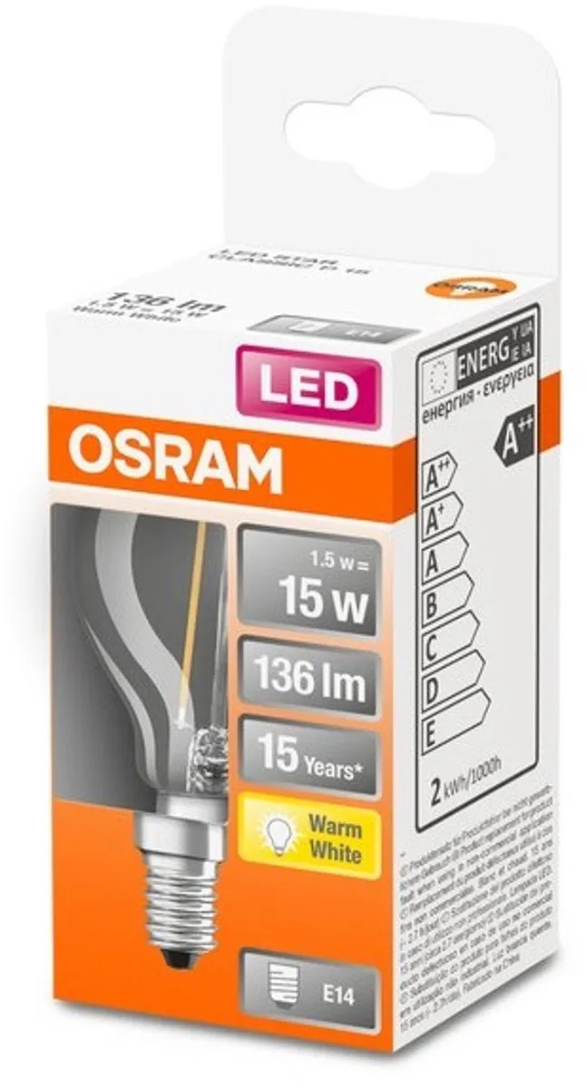 Osram LED Kogellamp 1.5W 136lm P45 E14 - 6 Stuks