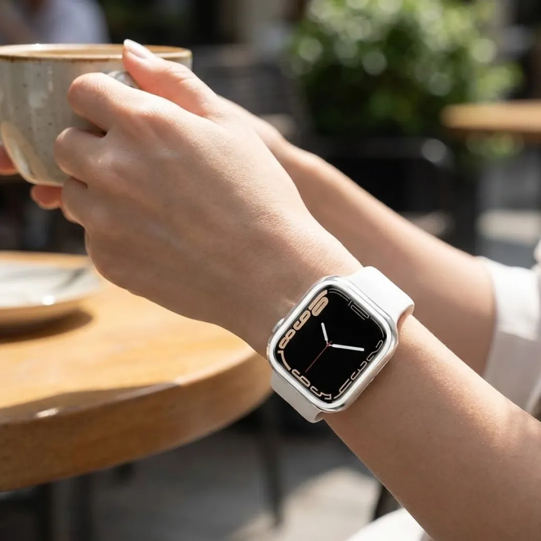 NUVEX Apple Watch 46mm 3-delige Beschermhoes - Zwart/Zilver/Rozegoud