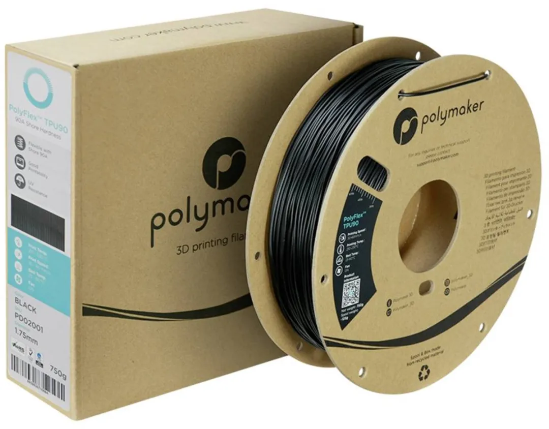 Polymaker PolyFlex TPU90 Filament 1.75mm 750g - Zwart