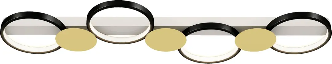 Homcom Ceiling Light-Staal, Siliconen-100L x 31B x 7H cm-Zwart+Goudtint