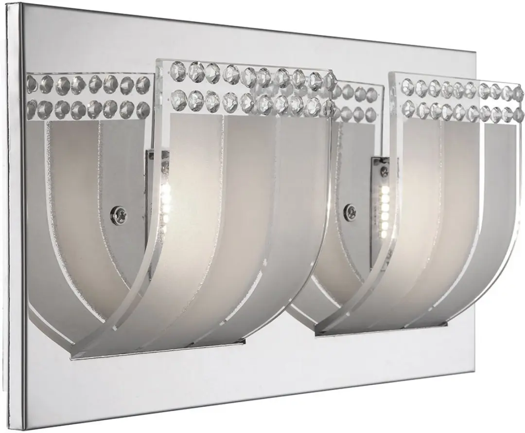 Wandlamp kristallen Wandlamp slaapkamerlamp glas, helder gesatineerd, 2x LED 3W