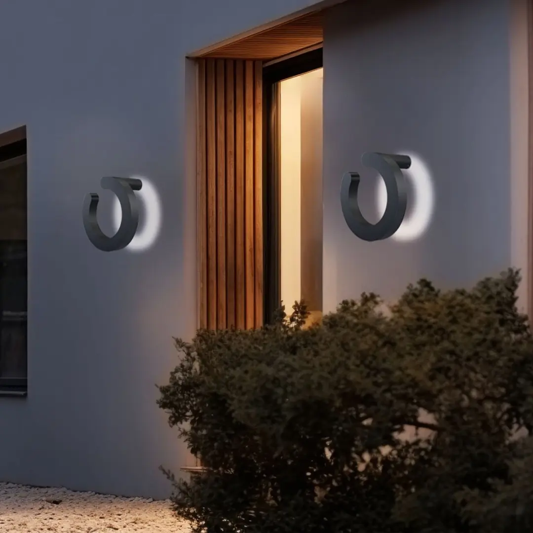 LED wandlamp ring design ALU spot gevelverlichting tuin buitenlamp grijs Globo 3