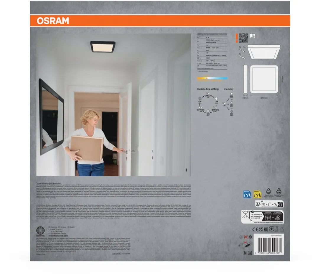 Osram Orbis Quickfix LED Plafondlamp 24W 3000K - 2500lm - Zwart