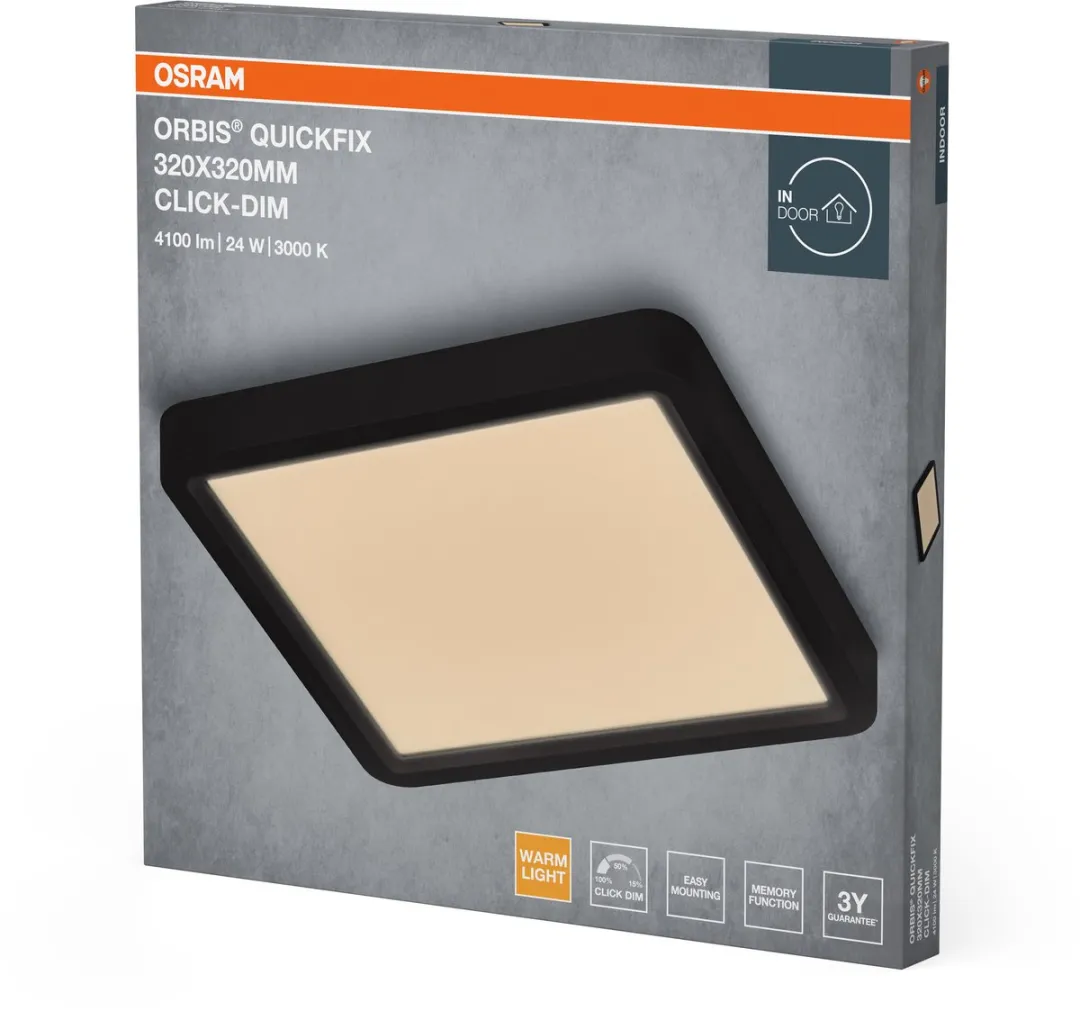 Osram Orbis Quickfix LED Plafondlamp 24W 3000K - 2500lm - Zwart