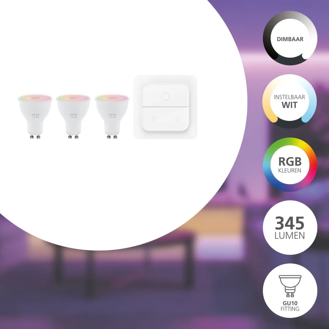 EGLO connect.z Smart Starterspakket - 3x GU10 RGBW LED Lampen - Zigbee