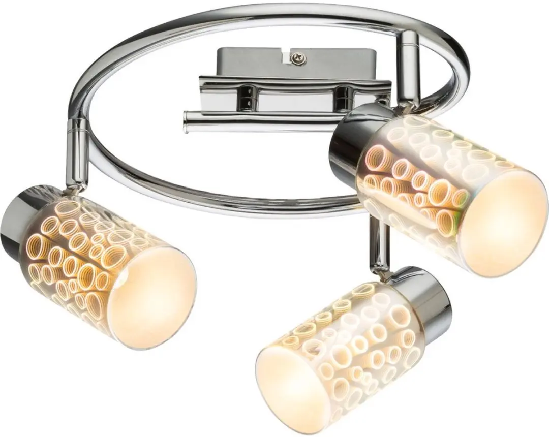 LED rondel plafondlamp 3D effect glazen spot verplaatsbaar woonkamer chroom lamp