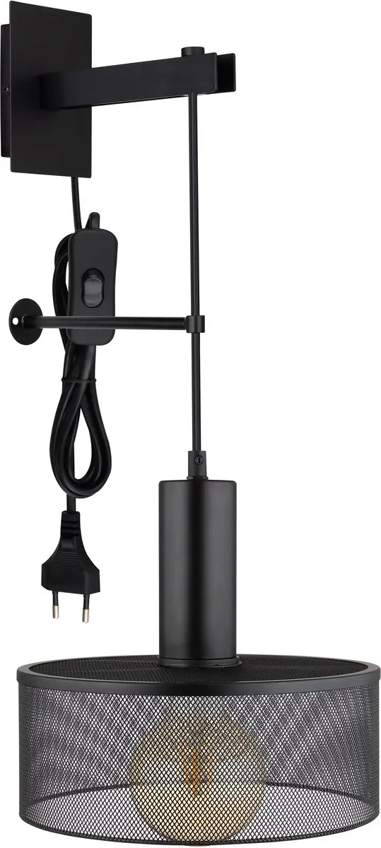 Globo Jedd 15648W3 Wandlamp - Zwart Ø25cm - afbeelding 2 van 6