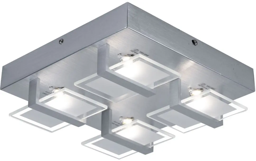 Plafondlamp Woonkamerlamp Slaapkamerlamp, 4 vlammen, helder gesatineerd glas, 4x