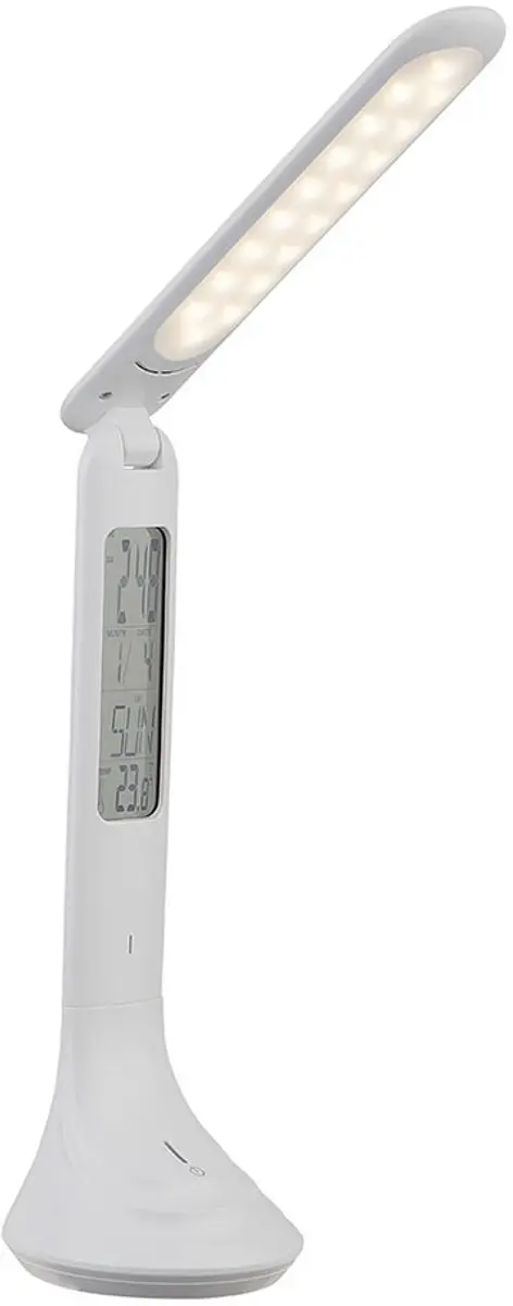 Tafellamp touchdimmer bureaulamp klok kantoor tafellamp verplaatsbaar, wit, LED