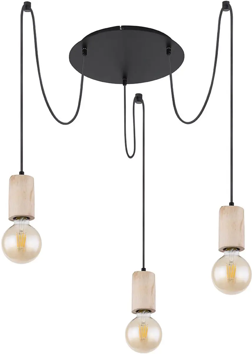 Hanglamp hanglamp eetkamerlamp eettafel lamp, 3 vlammen landhuis, natuurlijk hou