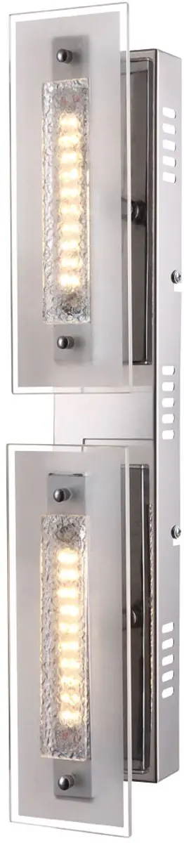 Wandlamp kristal LED 2 vlammen Wandlamp kristal gesatineerd glas, 1x LED 3000K,