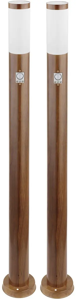 Meerpaalverlichting met bewegingsmelder Buitenlamp Vloerlamp Tuinlamp Hout-look,