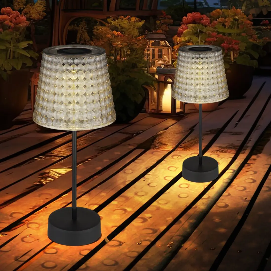 Buitenlamp solarlamp tafellamp LED tuinlamp kristallen lamp rookkleurig. zwart k