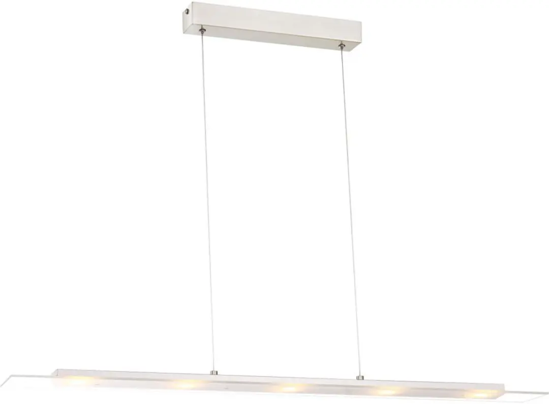 LED hanglamp gesatineerd glas eettafellamp hanglamp woonkamer, mat nikkel, 5x7W