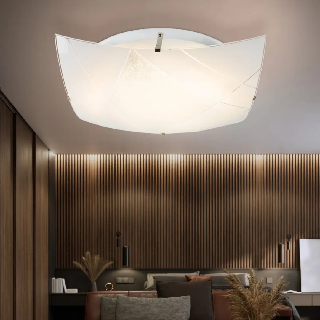 Plafondlamp glas wit hallamp vierkante plafondlamp woonkamerlamp, 1x LED 24W 175