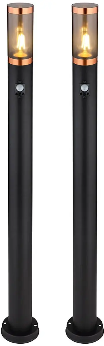 Vloerlamp vloerlamp rook koper buiten bewegingsmelder tuin roestvrij staal, 1x E