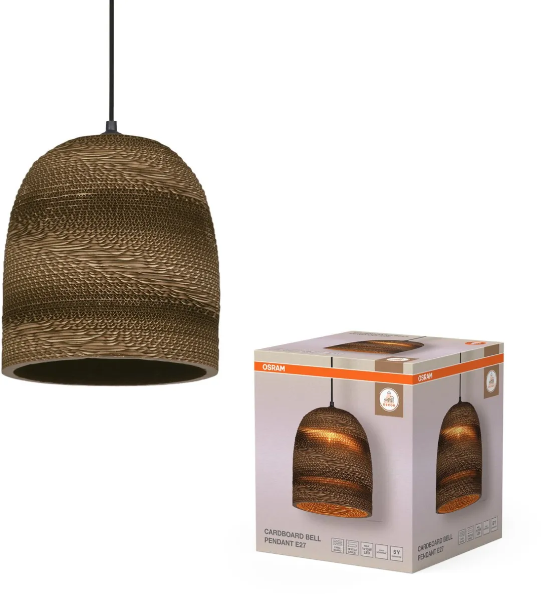 Osram Decor Cardboard Ball Bell Hanglamp - E27 - Bruin