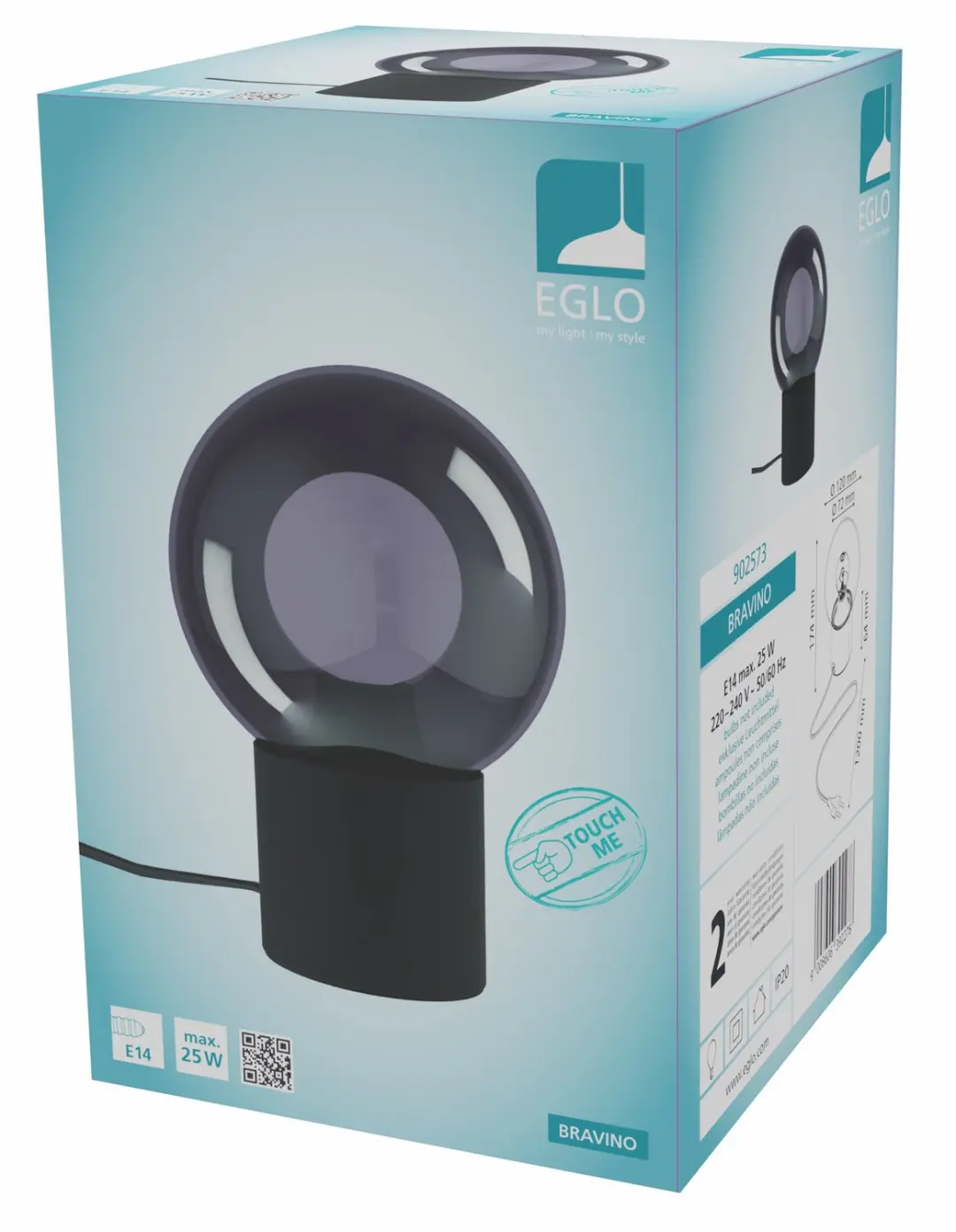 EGLO Bravino Tafellamp E14 - 17,5 cm - Zwart/Smoke - afbeelding 5 van 5