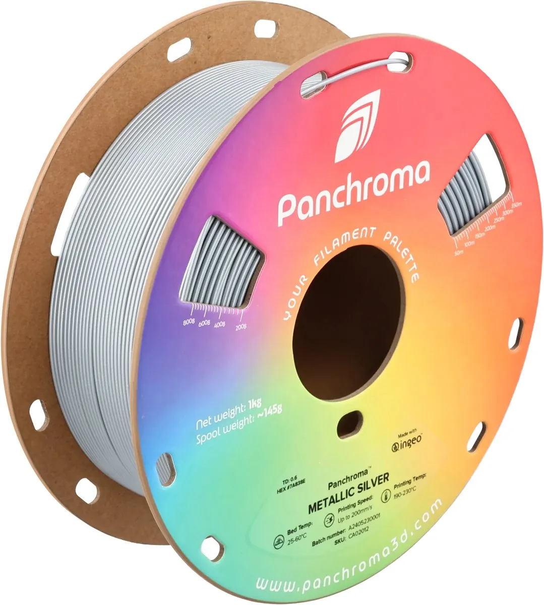 Polymaker Panchroma Metallic Zilver PLA 3D Filament 1,75mm 1kg