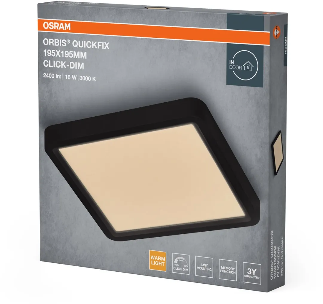 Osram Orbis Quickfix LED Plafondlamp 16W 1200lm - 3000K Zwart