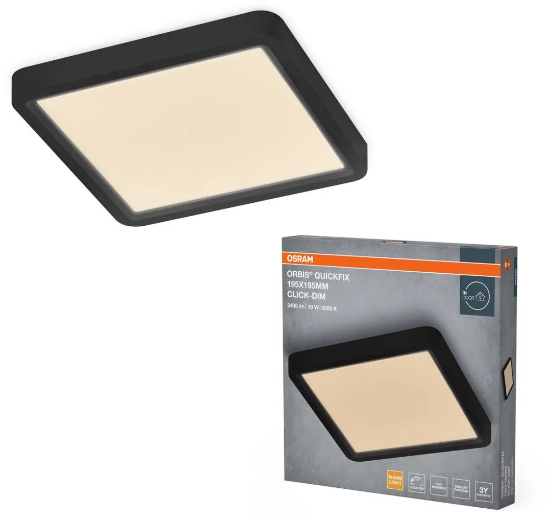 Osram Orbis Quickfix LED Plafondlamp 16W 1200lm - 3000K Zwart