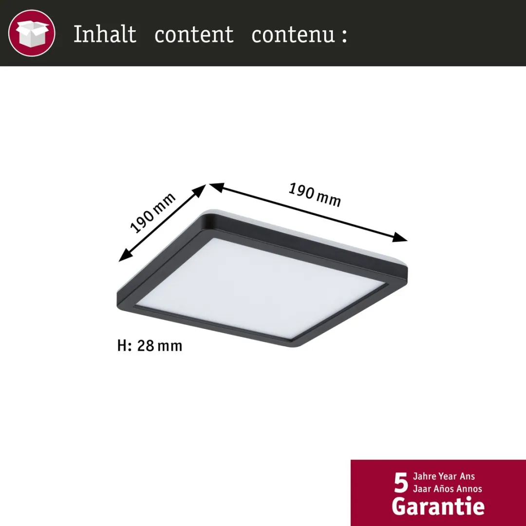 Paulmann Atria Shine LED-paneel 11,2W 900lm 3000K - Zwart - afbeelding 6 van 6