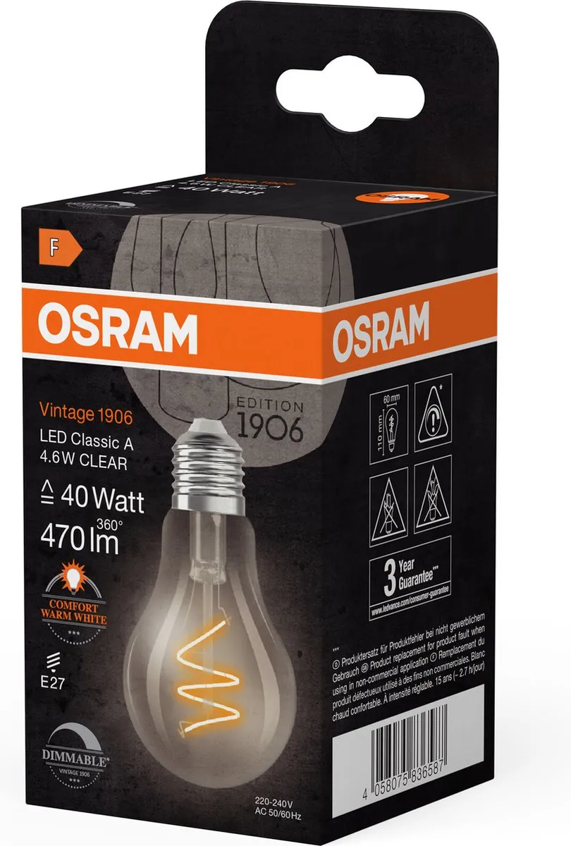 Osram Vintage 1906 LED Classic Slim E27 4.6W - 470lm - 2200K