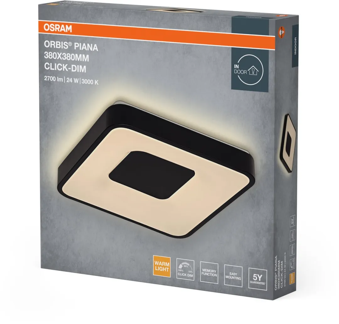 Osram Orbis Piana LED Plafondlamp 24W 3000K - Zwart