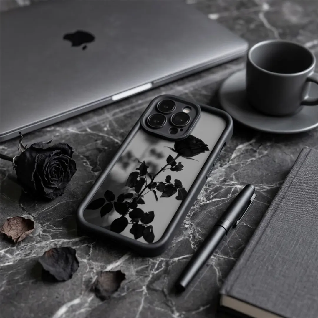 NUVEX iPhone 17 Pro Hoesje - Zwart/Transparant - Roosprint - afbeelding 6 van 6