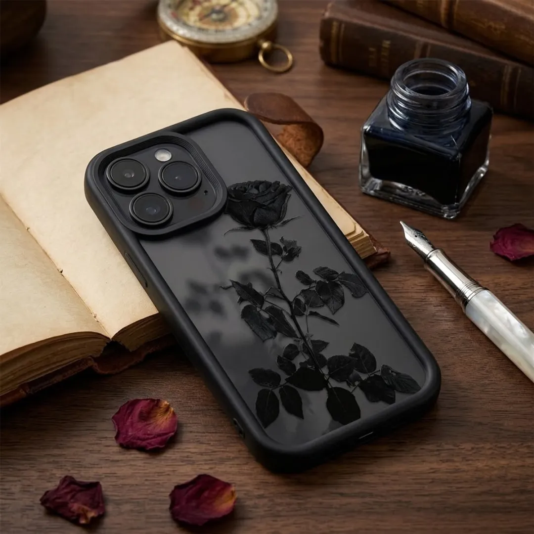 NUVEX iPhone 17 Pro Hoesje - Zwart/Transparant - Roosprint